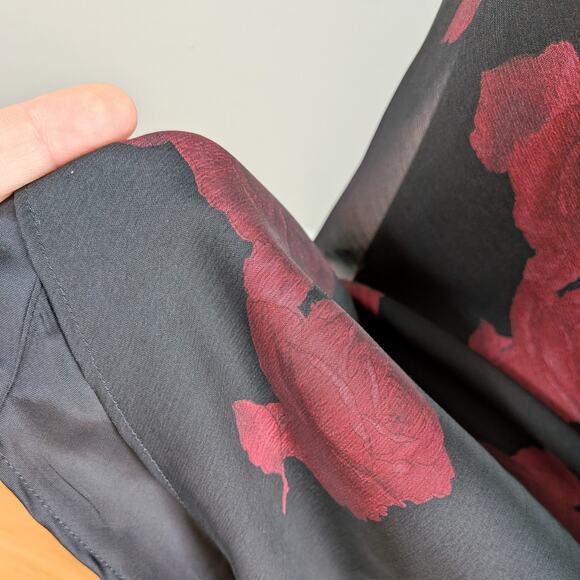 Vintage Betsy Adam Prom Dress Maxi Gown 6 Black Red 90s Y2K Floral Fairy Goth - Picture 7 of 8